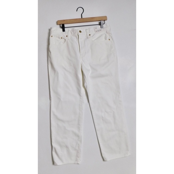 NWT!! J. CREW Petite Slouchy Jeans Solid White Denim Button Fly 29P 29 Petite - Picture 3 of 16
